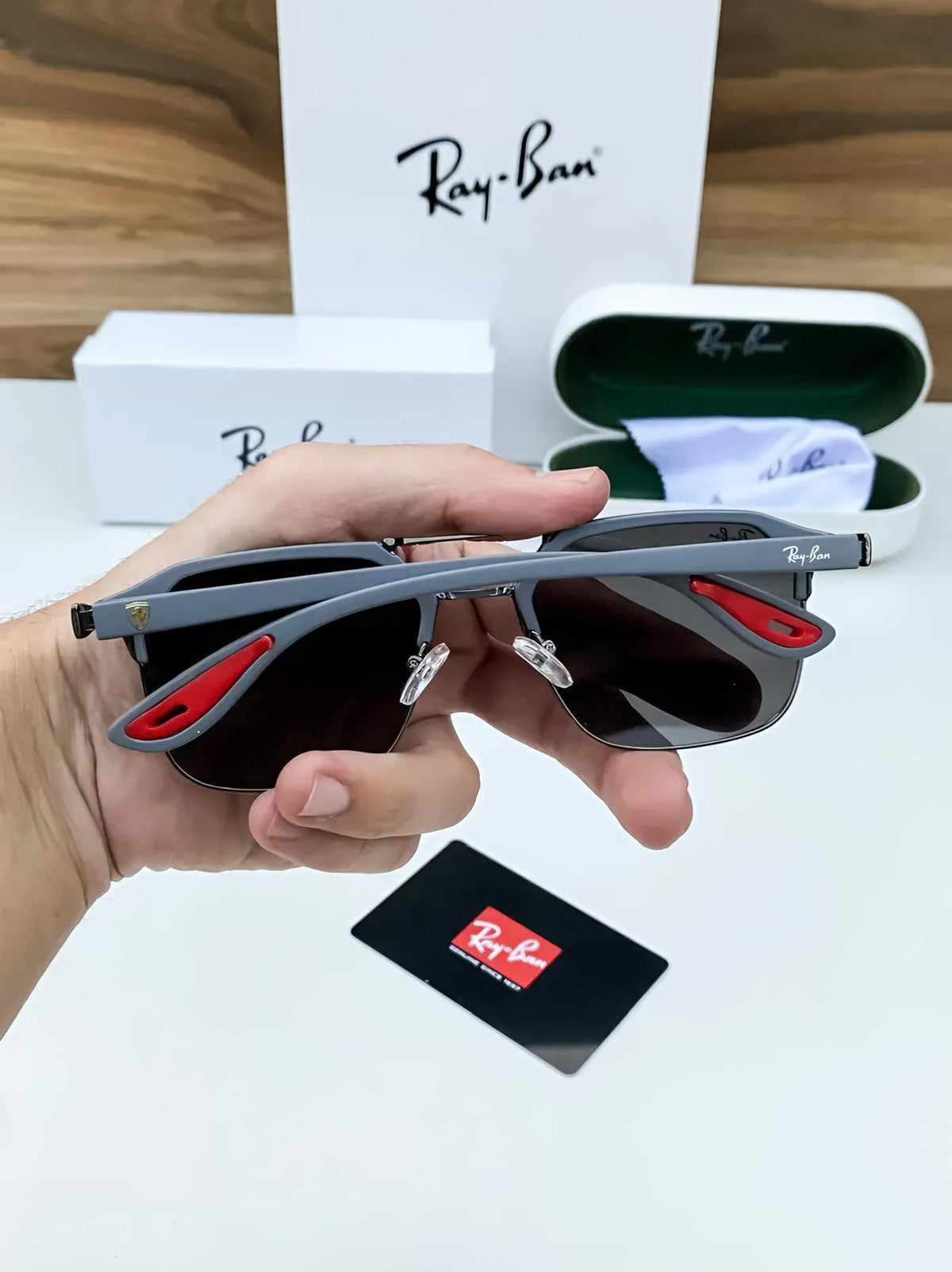 RayBan 04 Grey Black Red Ferrari Edition